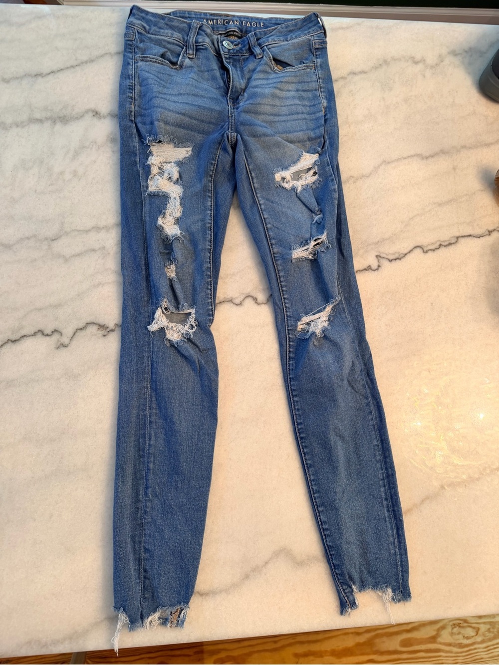 American Eagle Outfitters Ripped Skinny Jeans - Medium Blue